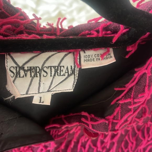 Silver Stream Vintage pink and black fringe button down blazer cardigan top - Picture 6 of 8